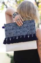 Oversized Batik Tassel Clutch