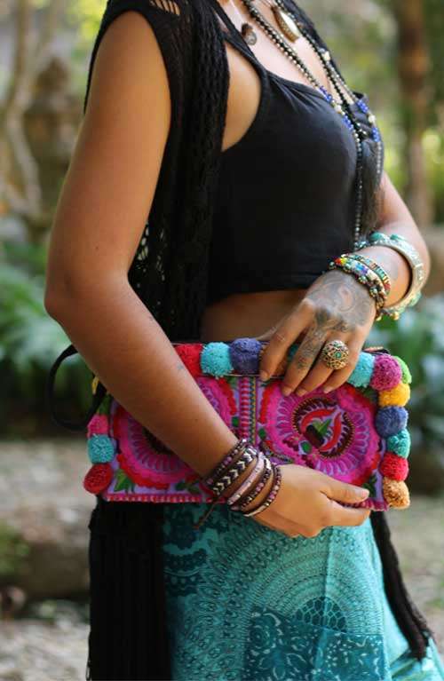 Colorful Clutch with Colorful Pom Pom's