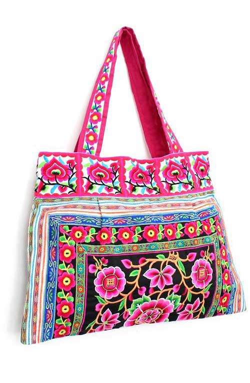 Pink Bohemian Beach Bag Handmade In Thailand | Offbeat