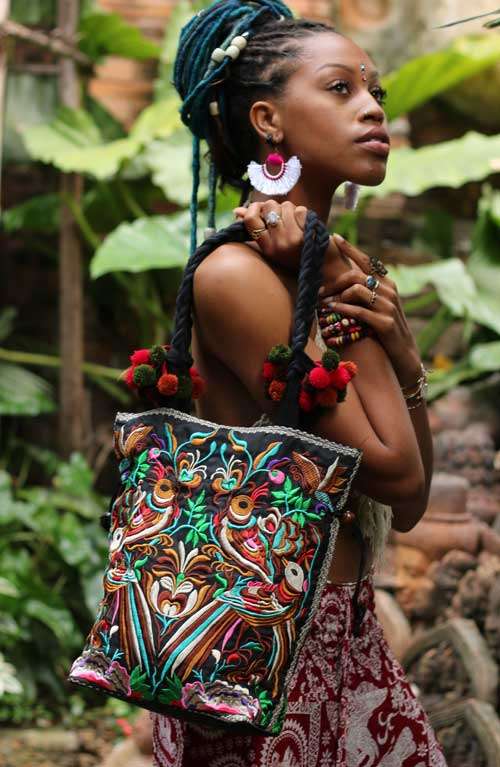 Maya Crochet Tote Bag - Boho bag - Beige Red Orange - Arte Color