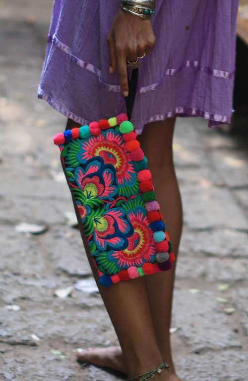 Colourful Pom Pom Clutch Bag | Offbeat