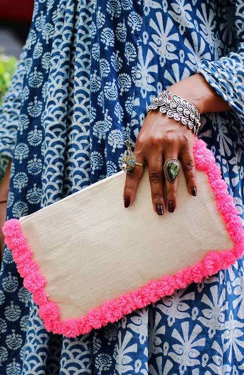 Pom Pom Clutch - Pink
