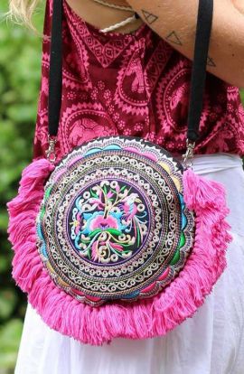 Cross Body Bag - Pink Tassels