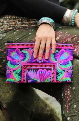Women's Small Boho Purse - Hmong Floral