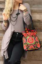 Bohemian Shoulder Bag - Flower Vine