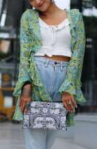 Boho Women's Purse - Silver Bird