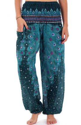 Plume Peacock Harem Pants - Teal