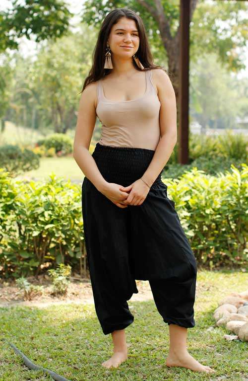 Drop Crotch Harem Pants - Black