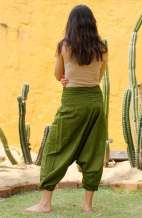 Drop Crotch Harem Pants - Olive