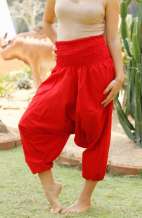 Drop Crotch Harem Pants - Red