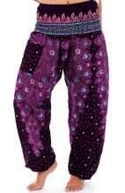 Plume Peacock Harem Pants - Purple