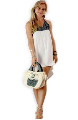 Indigo Top Handle Hemp Bag