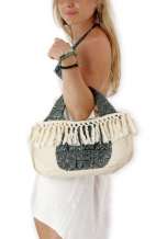 Indigo Hemp Top Handle Bohemian Handbag