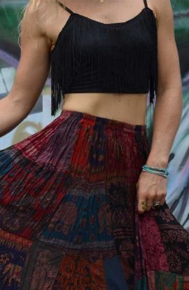 Bohemian Patchwork Long Skirt