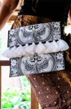 Large Black & White Clutch - Hmong Bird