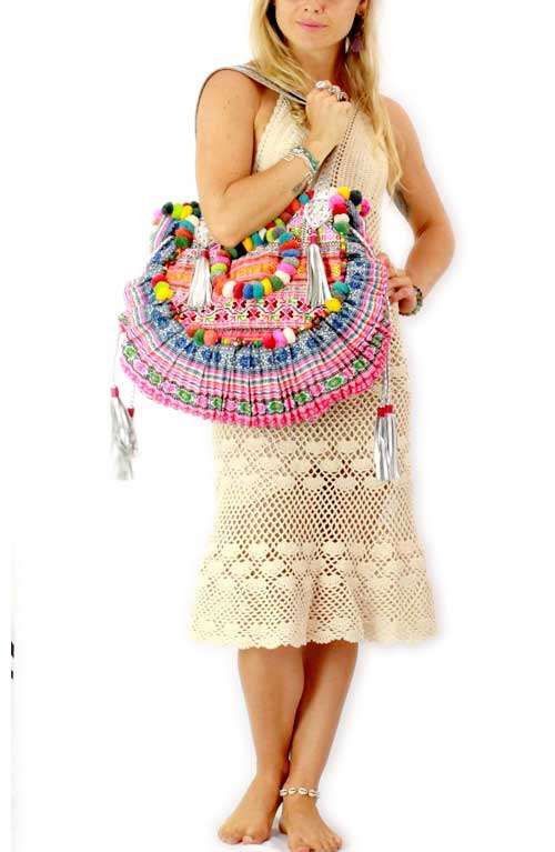 Emg6239 Vintage Boho Style Women Handwoven Cowhide Woven Bag