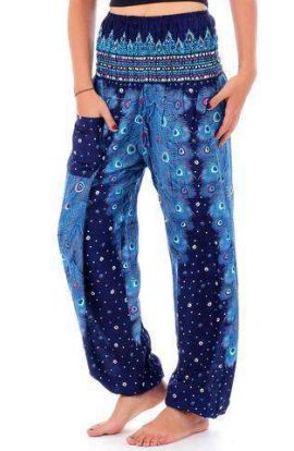 Plume Peacock Harem Pants - Blue