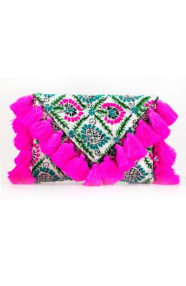 Handmade Pink Tassel Clutch Purse