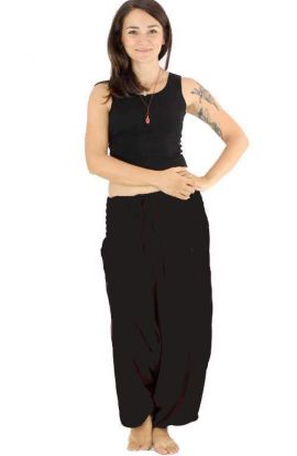 Classic Drop Crotch Harem Pants - Black