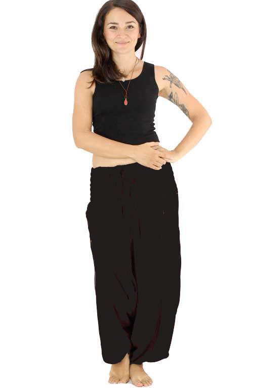 Classic Drop Crotch Harem Pants - Black