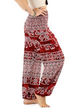 Thai Elephant Harem Pants - Ancient Red