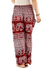 Thai Elephant Harem Pants - Ancient Red