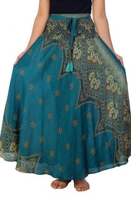 Peacock Boho Skirt - Teal