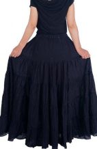 Ruffled Long Black Skirt - Jet