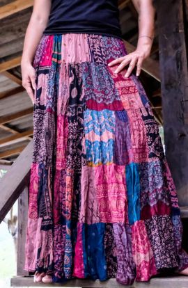 Falda larga bohemia - Patchwork hecho a mano