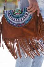 Rustic Brown Hmong Fringe Bag