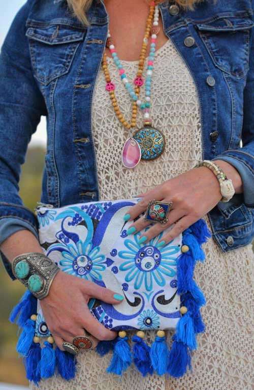 Jayla Bohemian Purse - Blue Wave