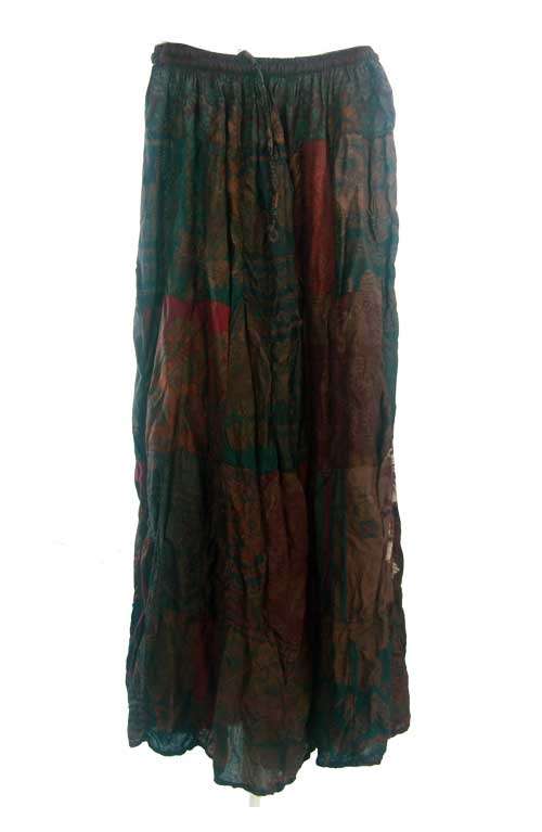 A boho hippie gypsy style long maxi elephant print skirt