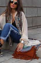 Rustic Brown Hmong Fringe Bag